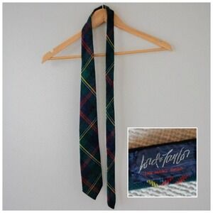 Vintage 50s Classic Green Plaid Winter Men's Lord & Taylor "Malcolm" Plaid Tie
